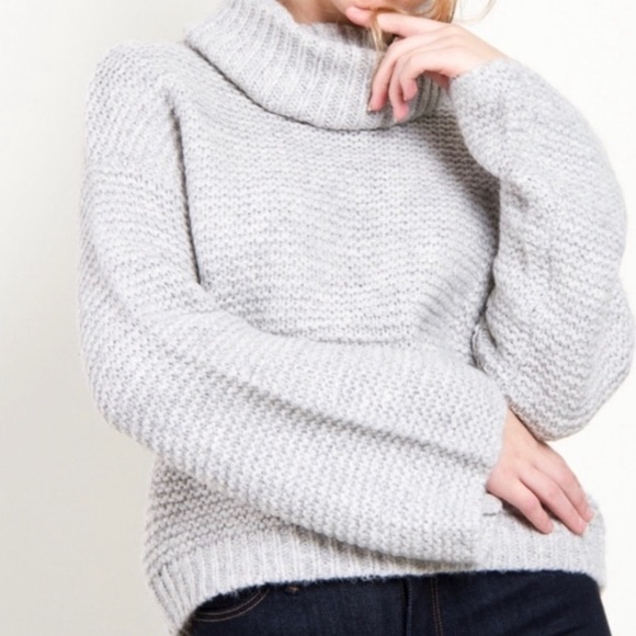 Gentle Fawn Cropped Bell Sleeve Turtleneck Chunky Oversized Lorne Sweater - Picture 2 of 9